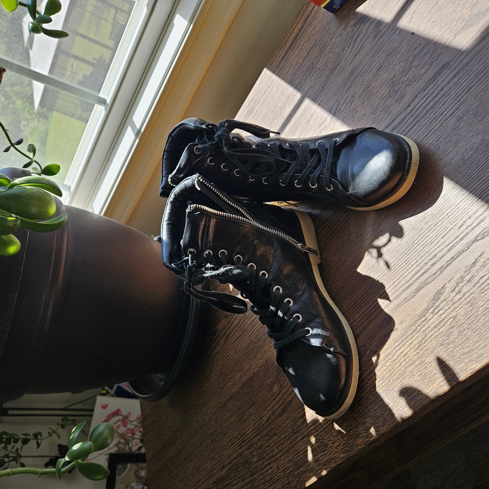 Black Leather Combat Boots